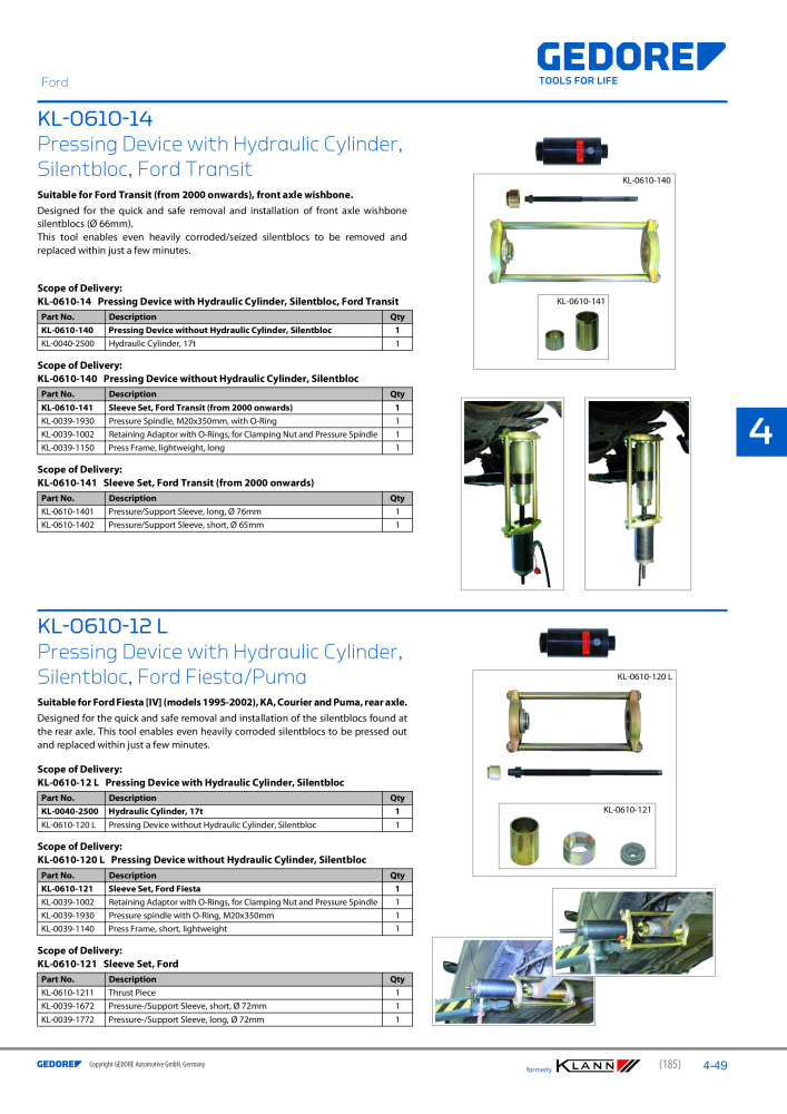 GEDORE Automotive KLANN Main catalog General Repairs Nb. : 2086 - Page 185