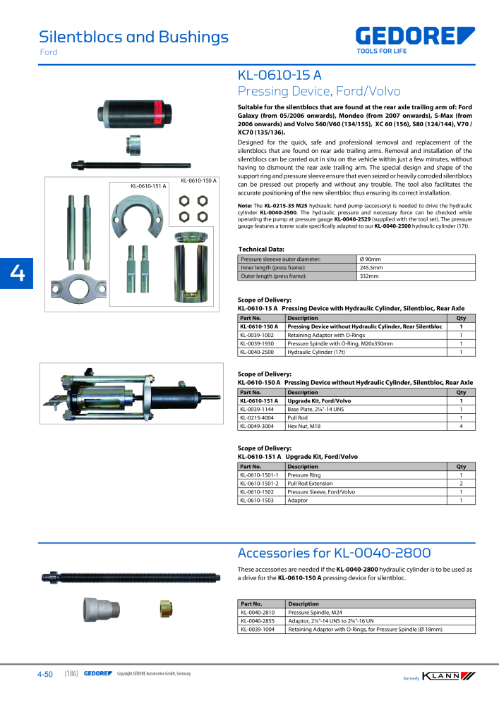 GEDORE Automotive KLANN Main catalog General Repairs Nb. : 2086 - Page 186