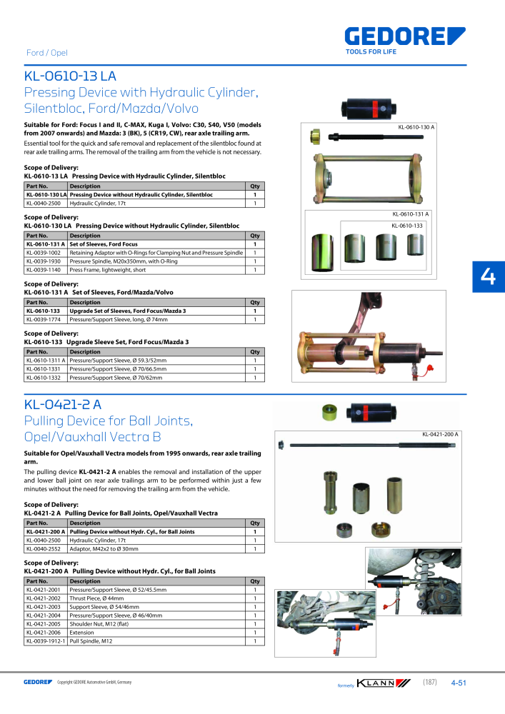 GEDORE Automotive KLANN Main catalog General Repairs NEJ.: 2086 - Sida 187