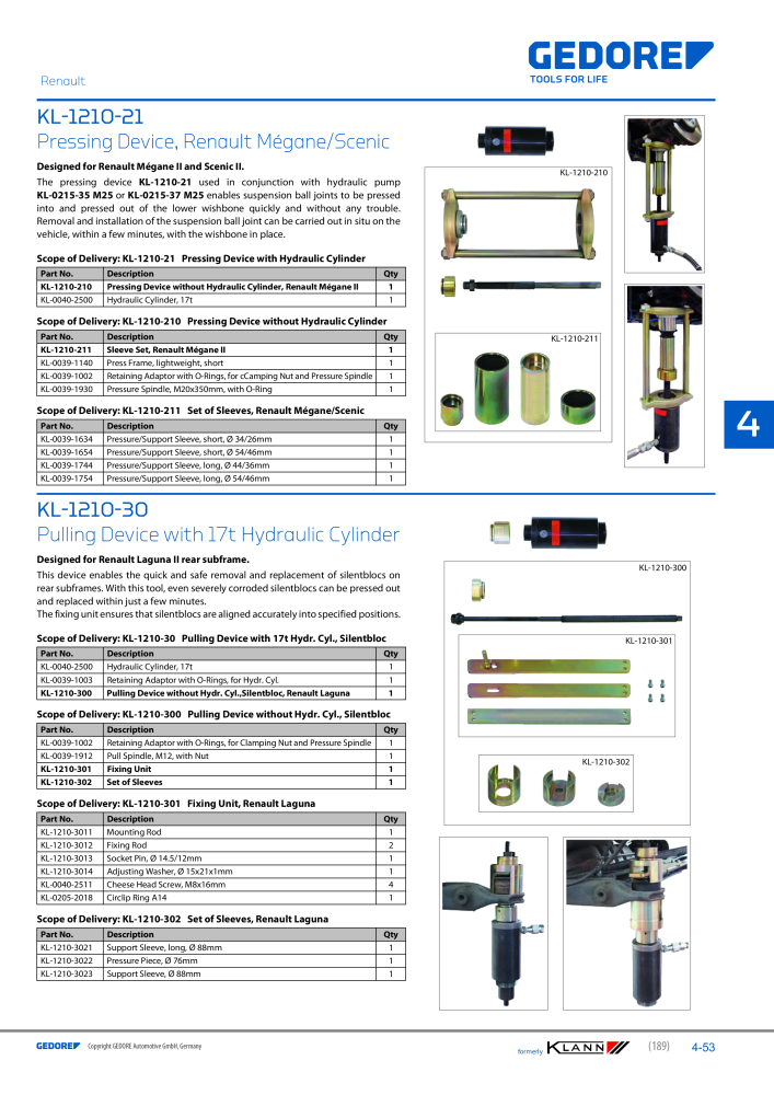 GEDORE Automotive KLANN Main catalog General Repairs NO.: 2086 - Page 189