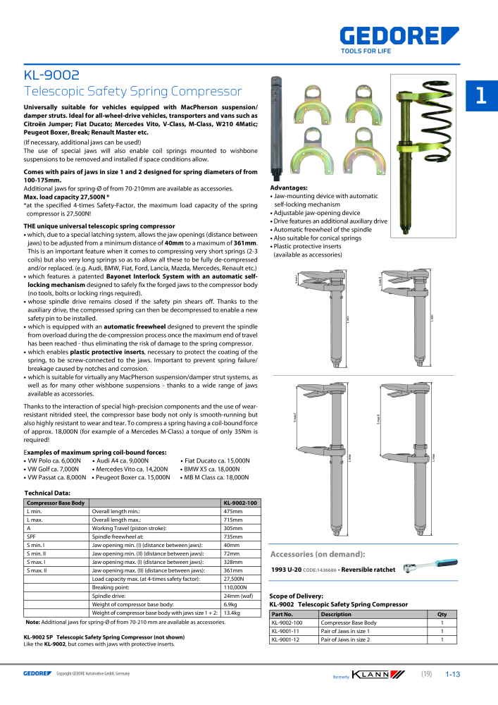 GEDORE Automotive KLANN Main catalog General Repairs Nº: 2086 - Página 19