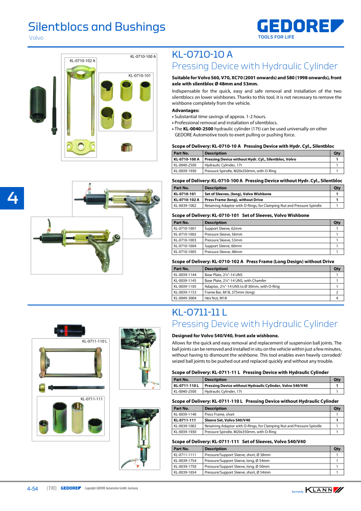 GEDORE Automotive KLANN Main catalog General Repairs Č. 2086 - Strana 190