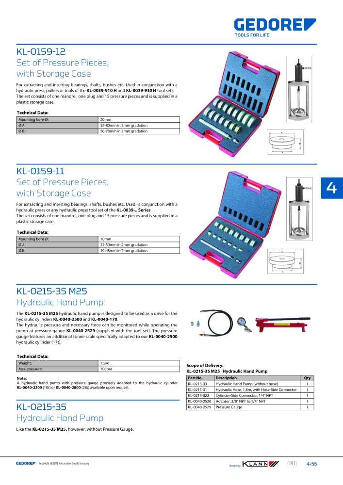 GEDORE Automotive KLANN Main catalog General Repairs NO.: 2086 - Page 191