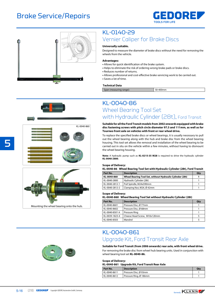 GEDORE Automotive KLANN Main catalog General Repairs NR.: 2086 - Pagina 210