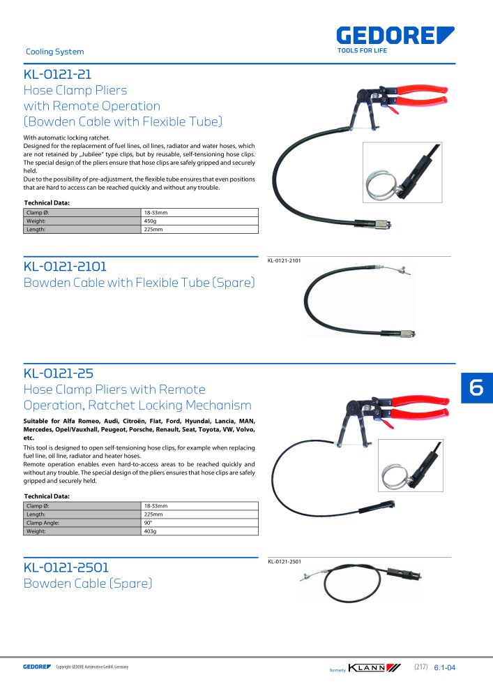 GEDORE Automotive KLANN Main catalog General Repairs NR.: 2086 - Strona 217