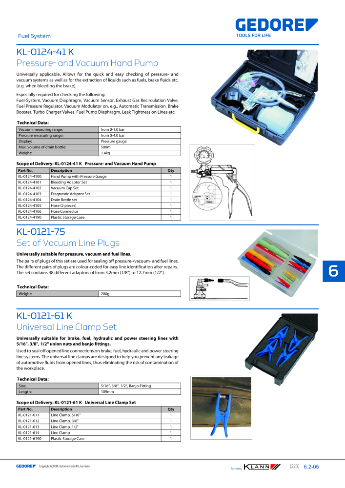 GEDORE Automotive KLANN Main catalog General Repairs NR.: 2086 - Pagina 223