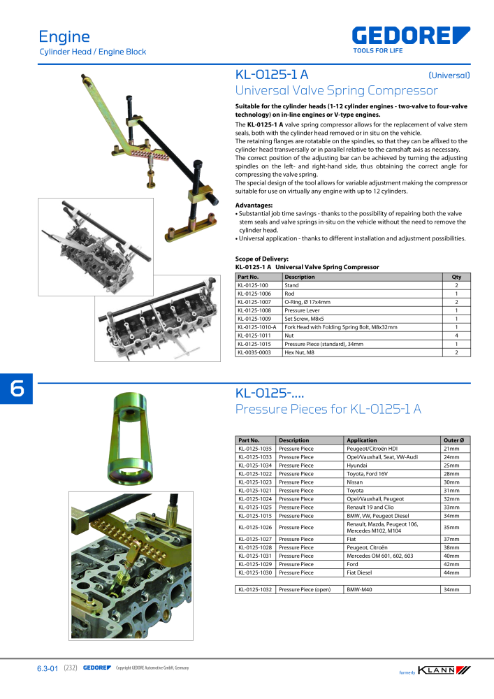 GEDORE Automotive KLANN Main catalog General Repairs Č. 2086 - Strana 232