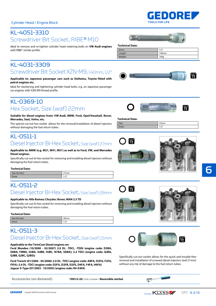 GEDORE Automotive KLANN Main catalog General Repairs NR.: 2086 - Seite 241