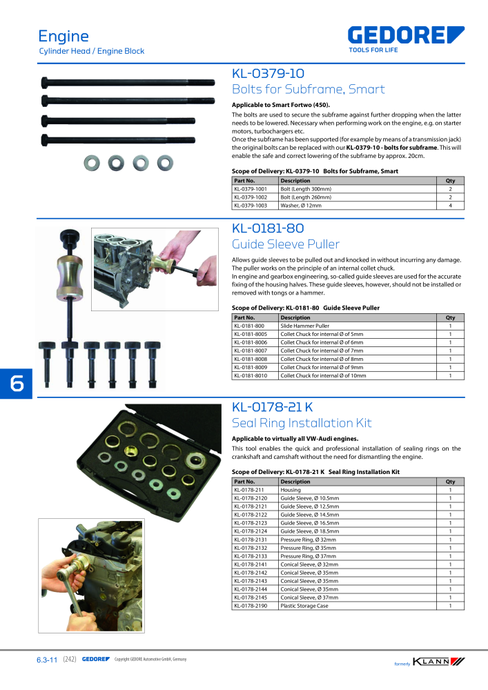 GEDORE Automotive KLANN Main catalog General Repairs Č. 2086 - Strana 242