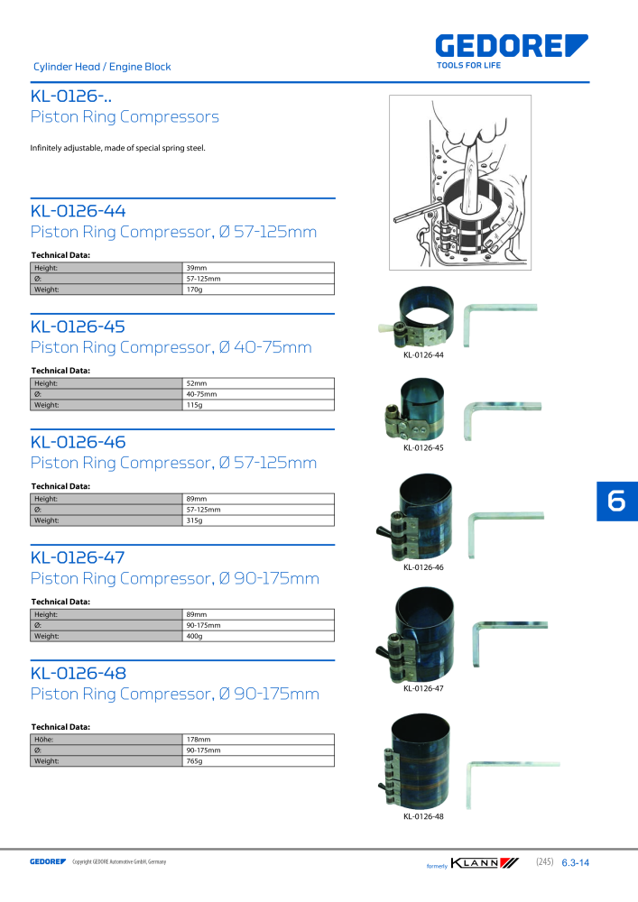 GEDORE Automotive KLANN Main catalog General Repairs NEJ.: 2086 - Sida 245