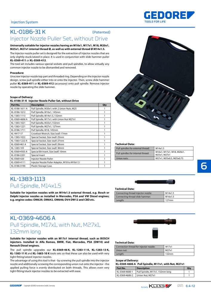 GEDORE Automotive KLANN Main catalog General Repairs NR.: 2086 - Pagina 257