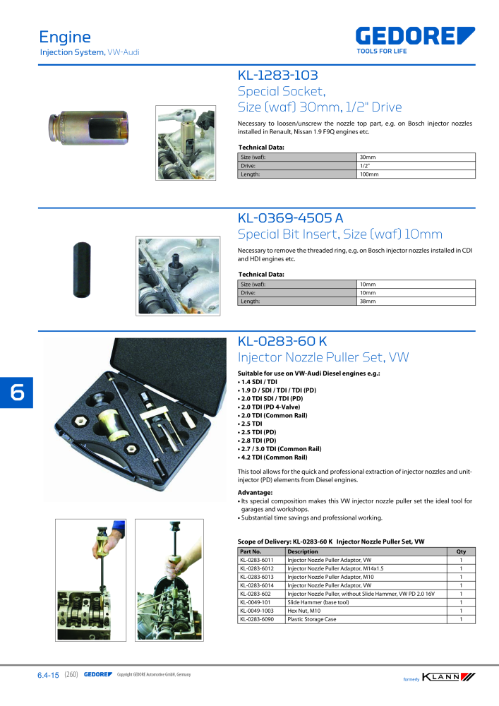 GEDORE Automotive KLANN Main catalog General Repairs NO.: 2086 - Page 260