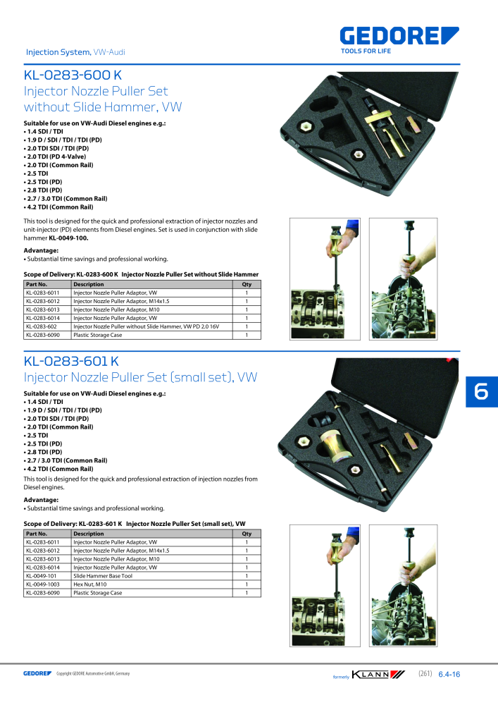 GEDORE Automotive KLANN Main catalog General Repairs NR.: 2086 - Seite 261