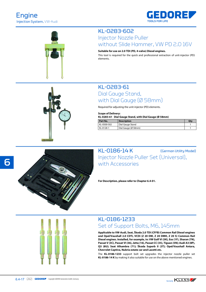 GEDORE Automotive KLANN Main catalog General Repairs NO.: 2086 - Page 262