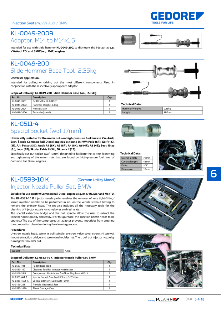 GEDORE Automotive KLANN Main catalog General Repairs NO.: 2086 - Page 263