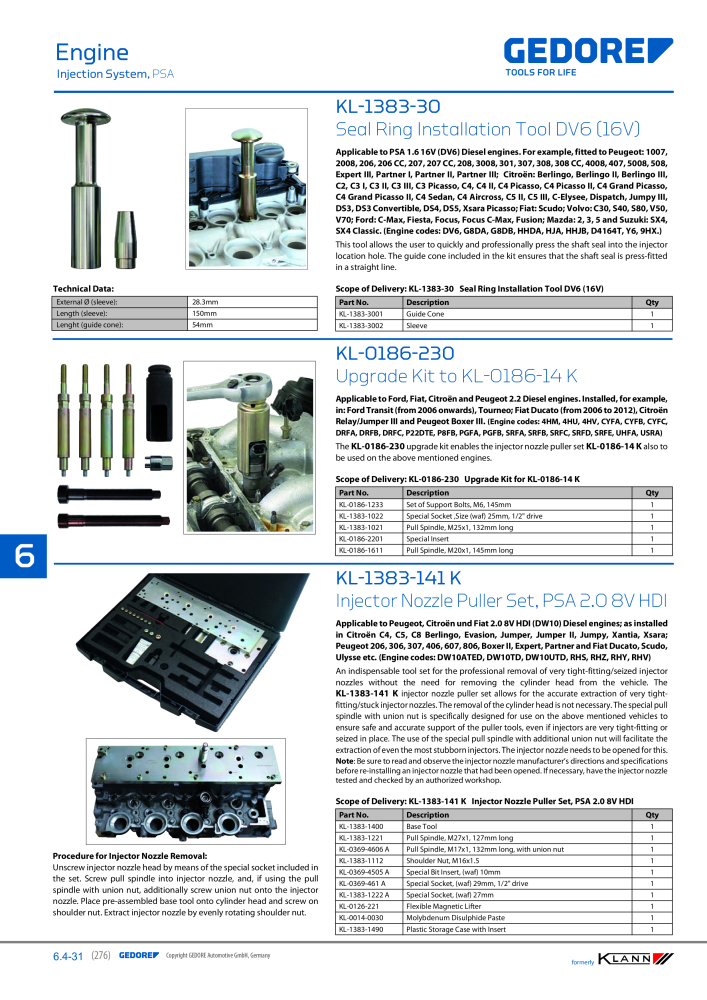 GEDORE Automotive KLANN Main catalog General Repairs NR.: 2086 - Seite 276