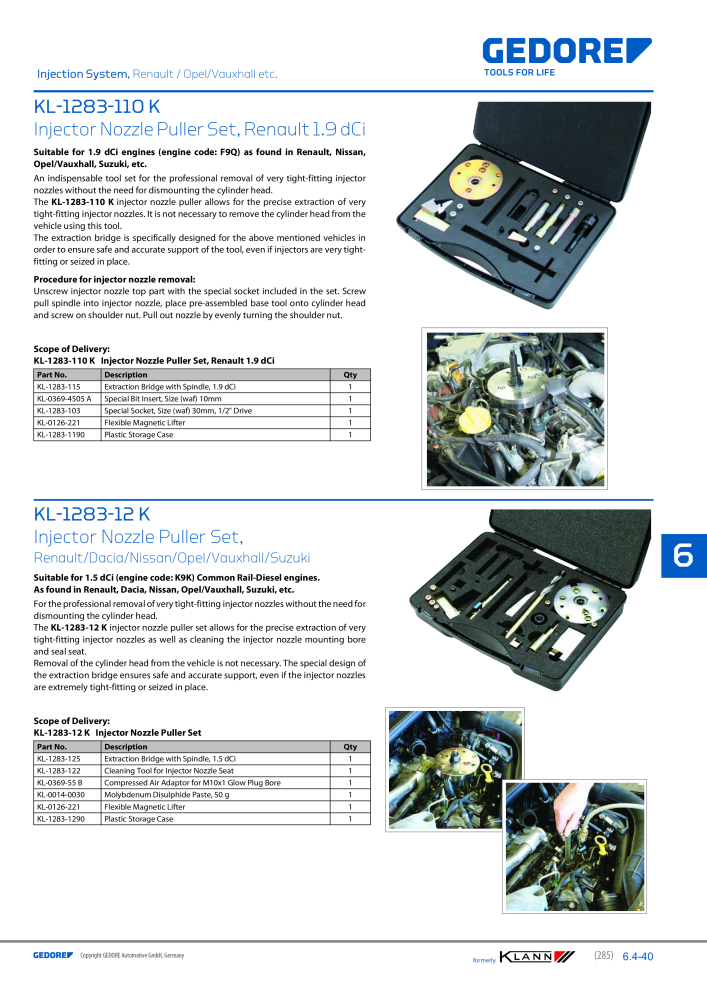 GEDORE Automotive KLANN Main catalog General Repairs Č. 2086 - Strana 285