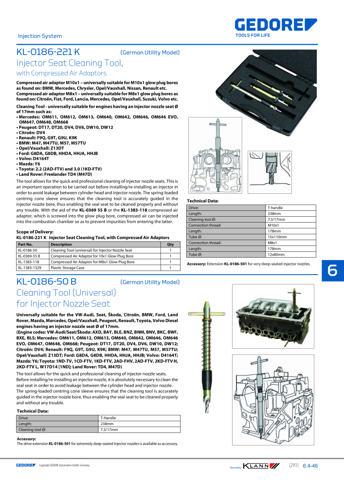 GEDORE Automotive KLANN Main catalog General Repairs Nº: 2086 - Página 291