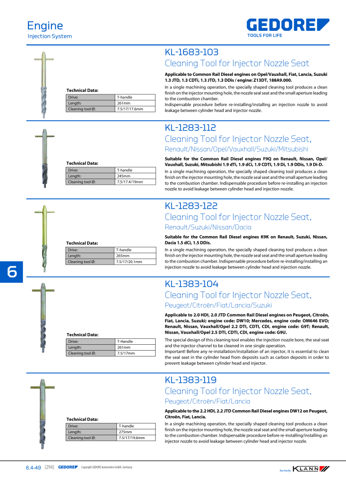 GEDORE Automotive KLANN Main catalog General Repairs NO.: 2086 - Page 294