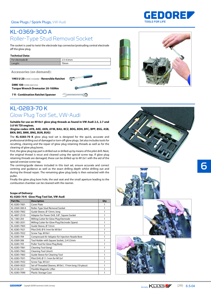 GEDORE Automotive KLANN Main catalog General Repairs Nb. : 2086 - Page 299