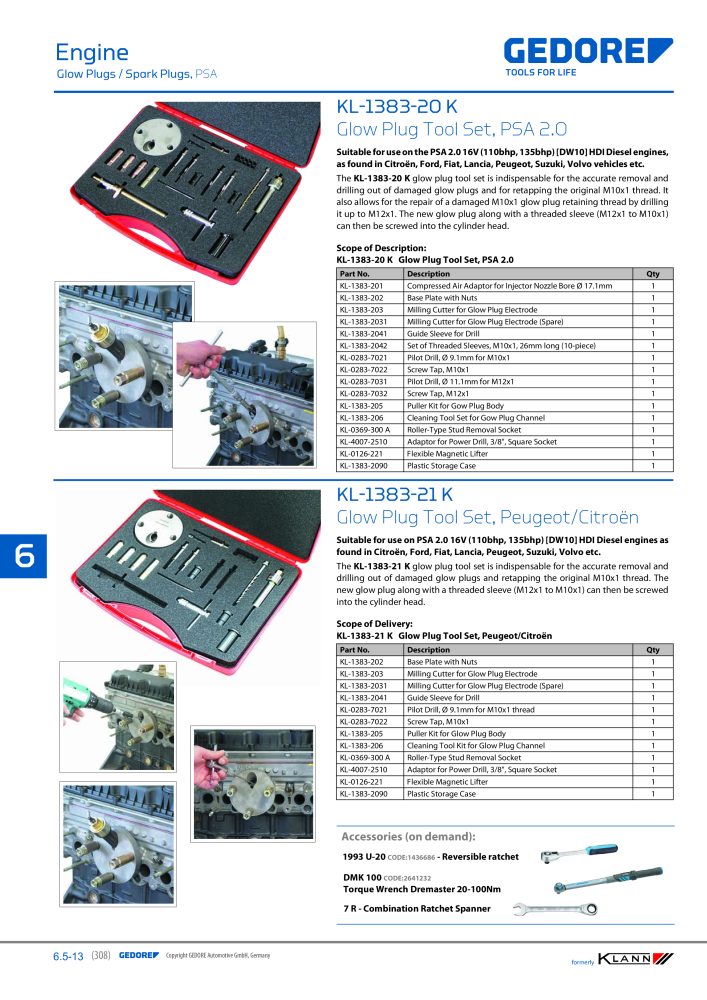 GEDORE Automotive KLANN Main catalog General Repairs Č. 2086 - Strana 308