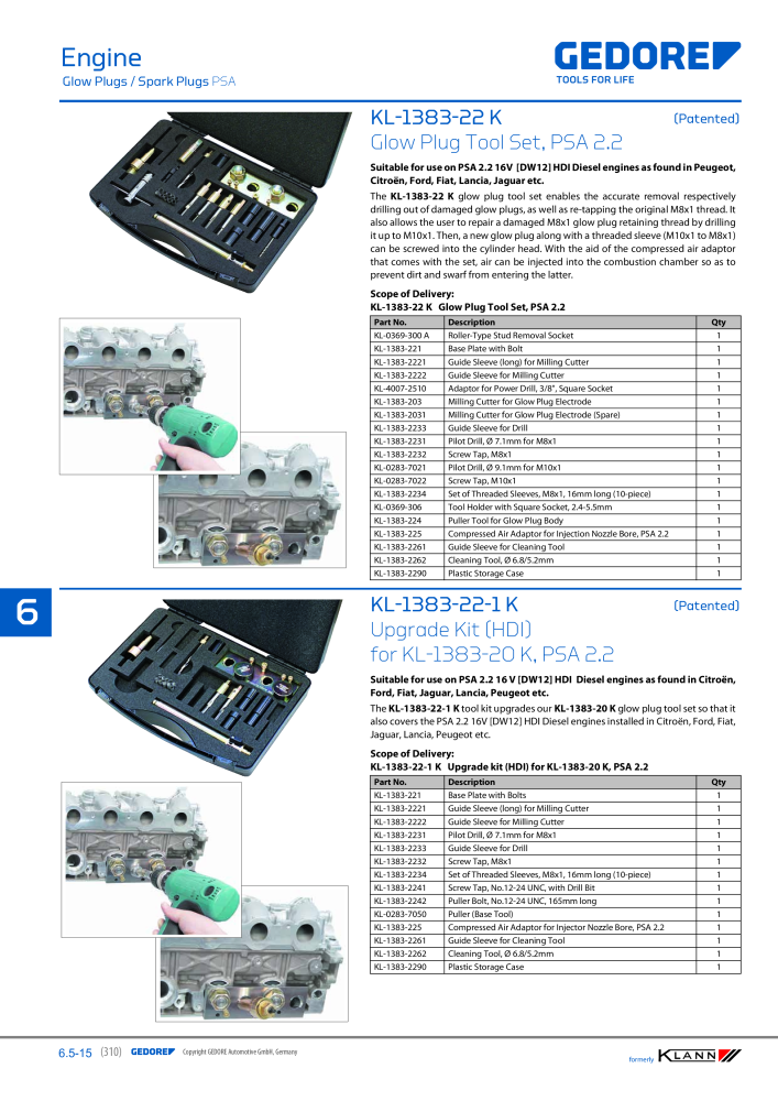 GEDORE Automotive KLANN Main catalog General Repairs NEJ.: 2086 - Sida 310