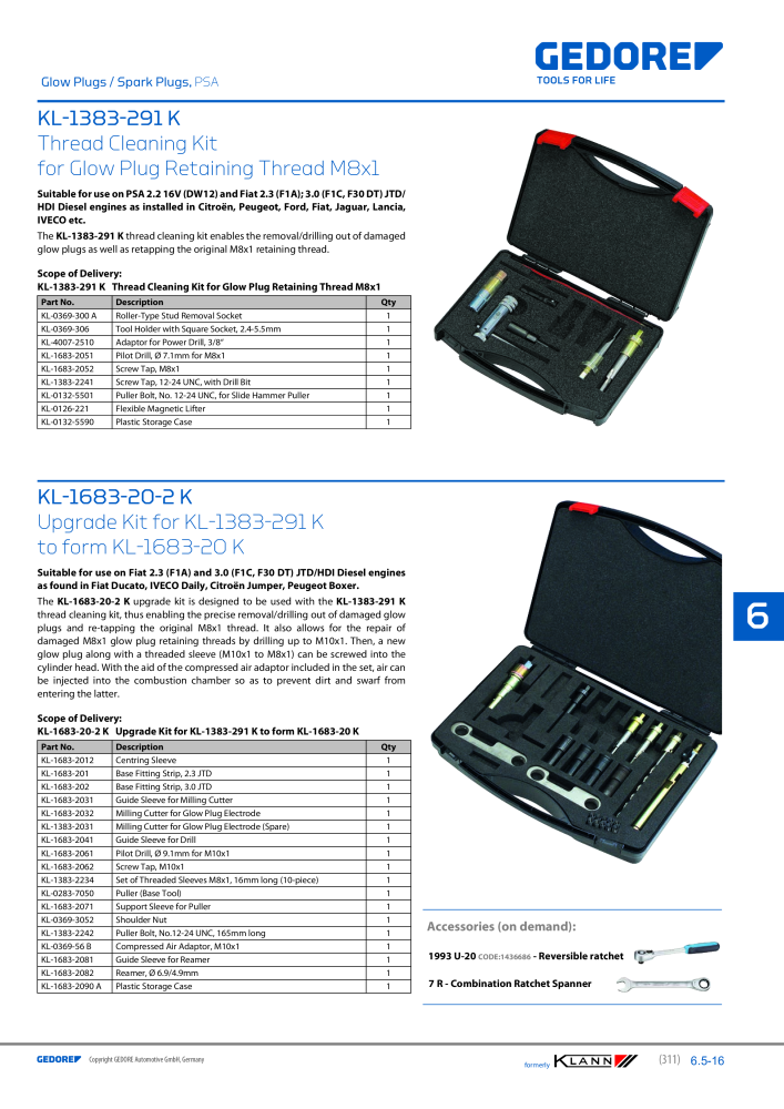 GEDORE Automotive KLANN Main catalog General Repairs Č. 2086 - Strana 311