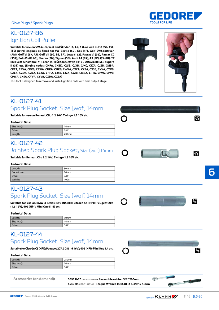 GEDORE Automotive KLANN Main catalog General Repairs Č. 2086 - Strana 325