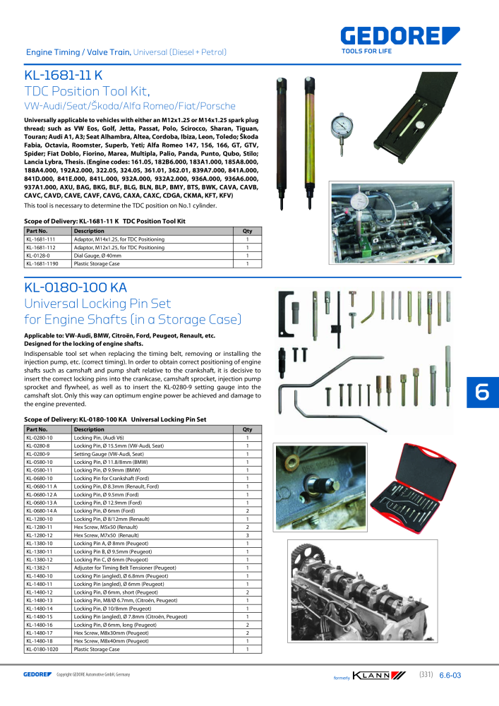 GEDORE Automotive KLANN Main catalog General Repairs Nº: 2086 - Página 331