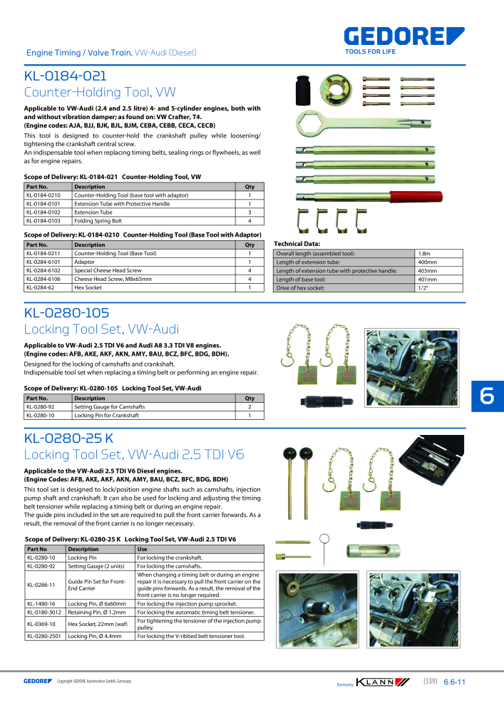 GEDORE Automotive KLANN Main catalog General Repairs NEJ.: 2086 - Sida 339