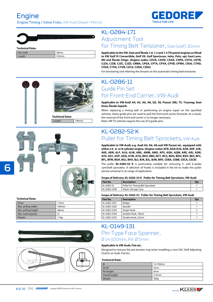 GEDORE Automotive KLANN Main catalog General Repairs Nb. : 2086 - Page 344