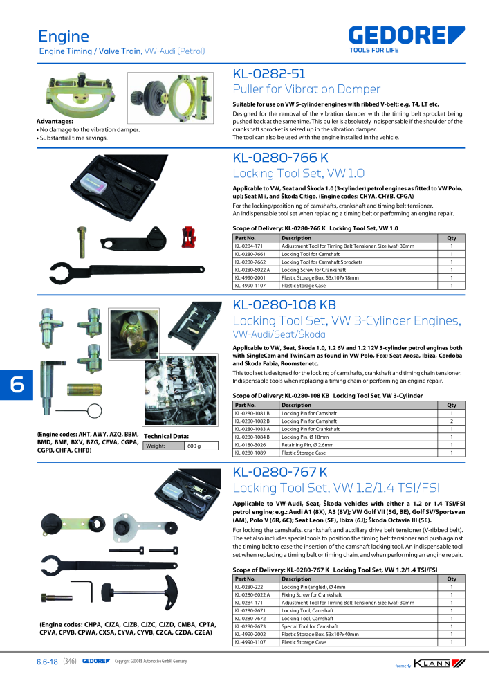 GEDORE Automotive KLANN Main catalog General Repairs Nº: 2086 - Página 346