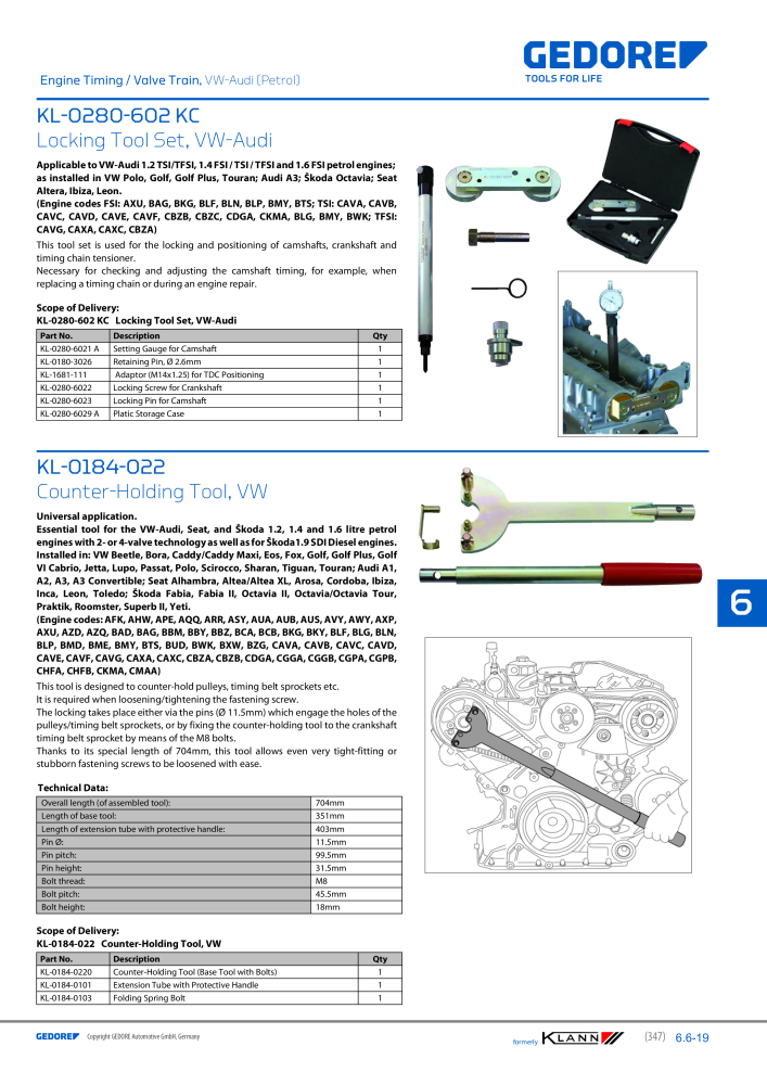 GEDORE Automotive KLANN Main catalog General Repairs NR.: 2086 - Strona 347