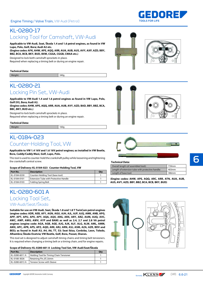 GEDORE Automotive KLANN Main catalog General Repairs NO.: 2086 - Page 349