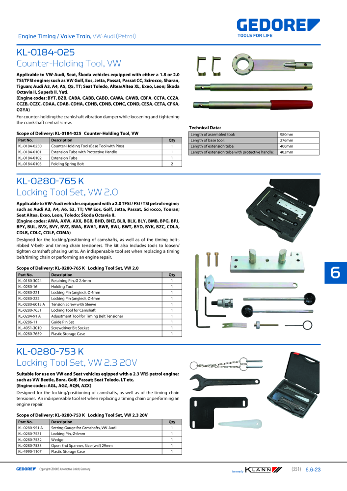 GEDORE Automotive KLANN Main catalog General Repairs NO.: 2086 - Page 351