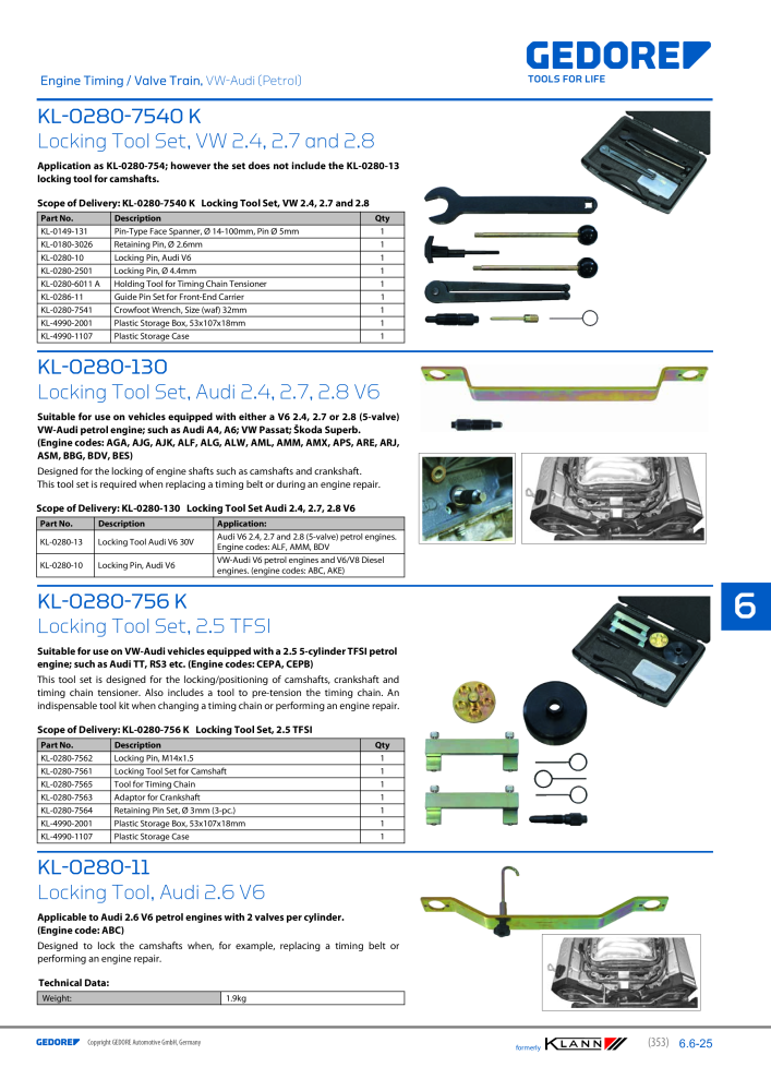 GEDORE Automotive KLANN Main catalog General Repairs Nº: 2086 - Página 353