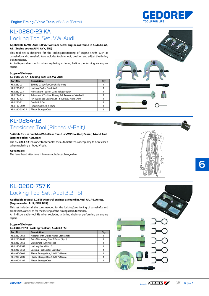 GEDORE Automotive KLANN Main catalog General Repairs NEJ.: 2086 - Sida 355