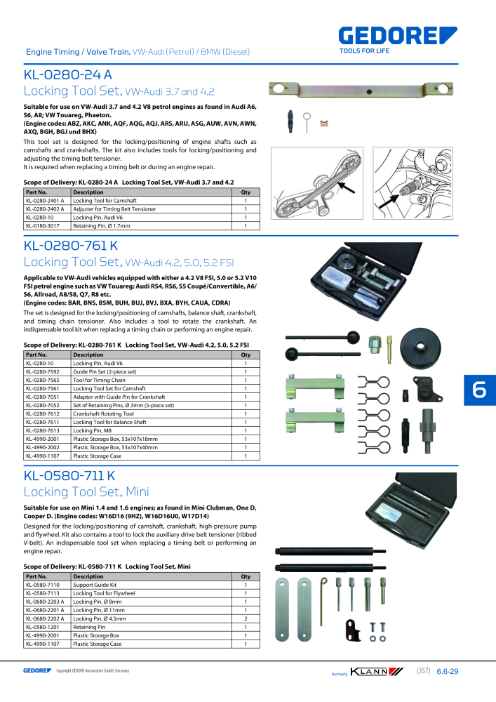 GEDORE Automotive KLANN Main catalog General Repairs NEJ.: 2086 - Sida 357