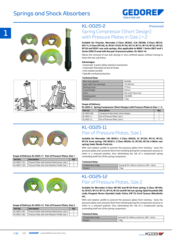 GEDORE Automotive KLANN Main catalog General Repairs NR.: 2086 - Seite 36