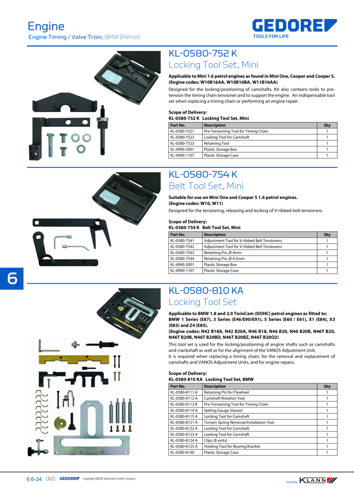 GEDORE Automotive KLANN Main catalog General Repairs NEJ.: 2086 - Sida 362