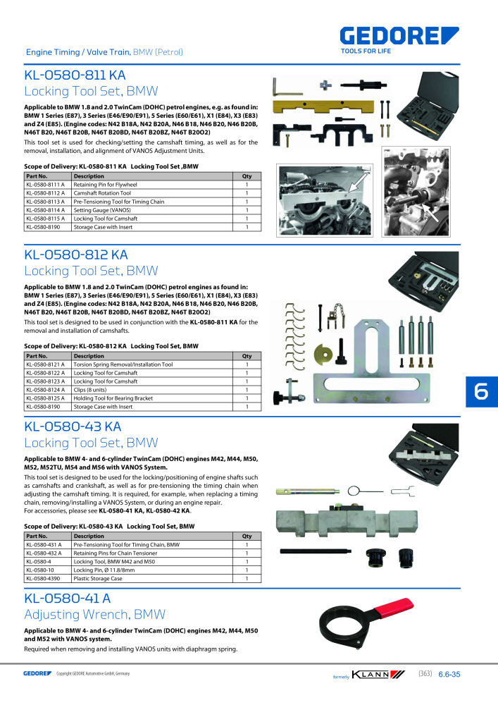 GEDORE Automotive KLANN Main catalog General Repairs NEJ.: 2086 - Sida 363