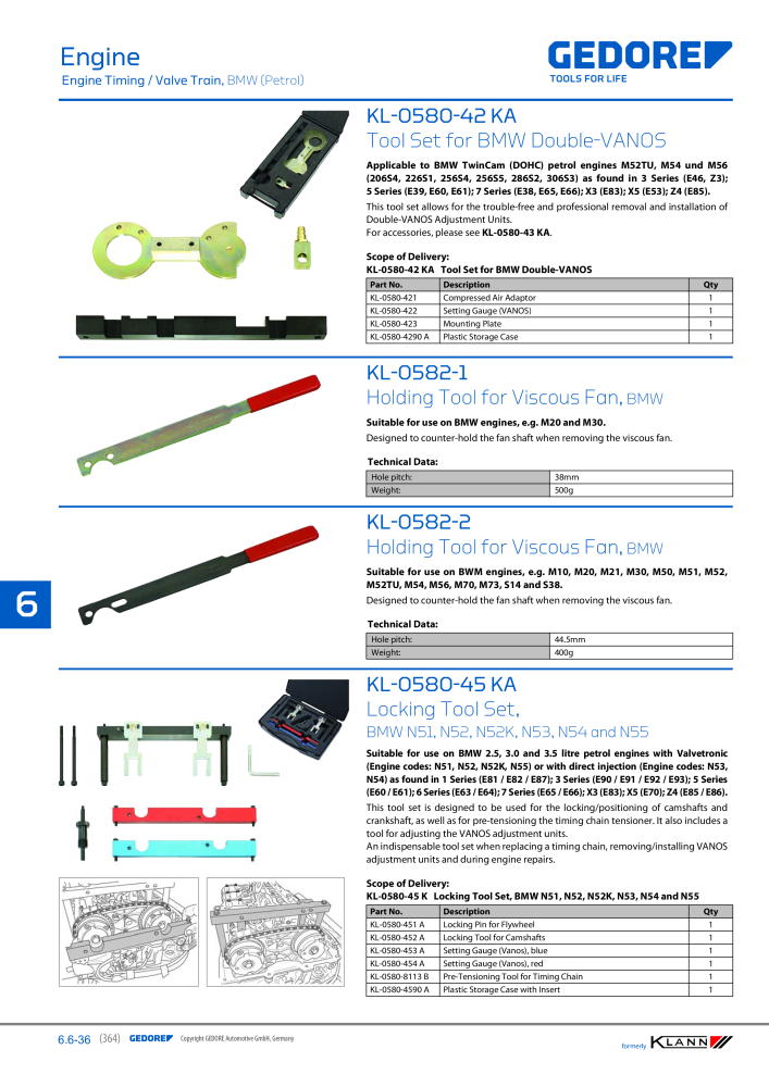 GEDORE Automotive KLANN Main catalog General Repairs NR.: 2086 - Pagina 364