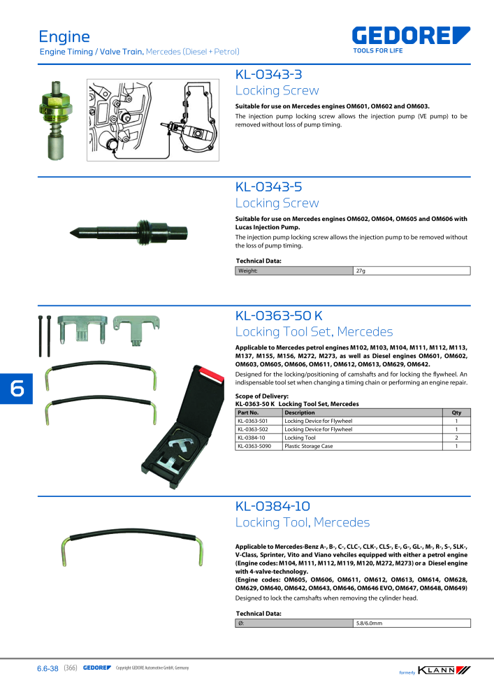 GEDORE Automotive KLANN Main catalog General Repairs Č. 2086 - Strana 366