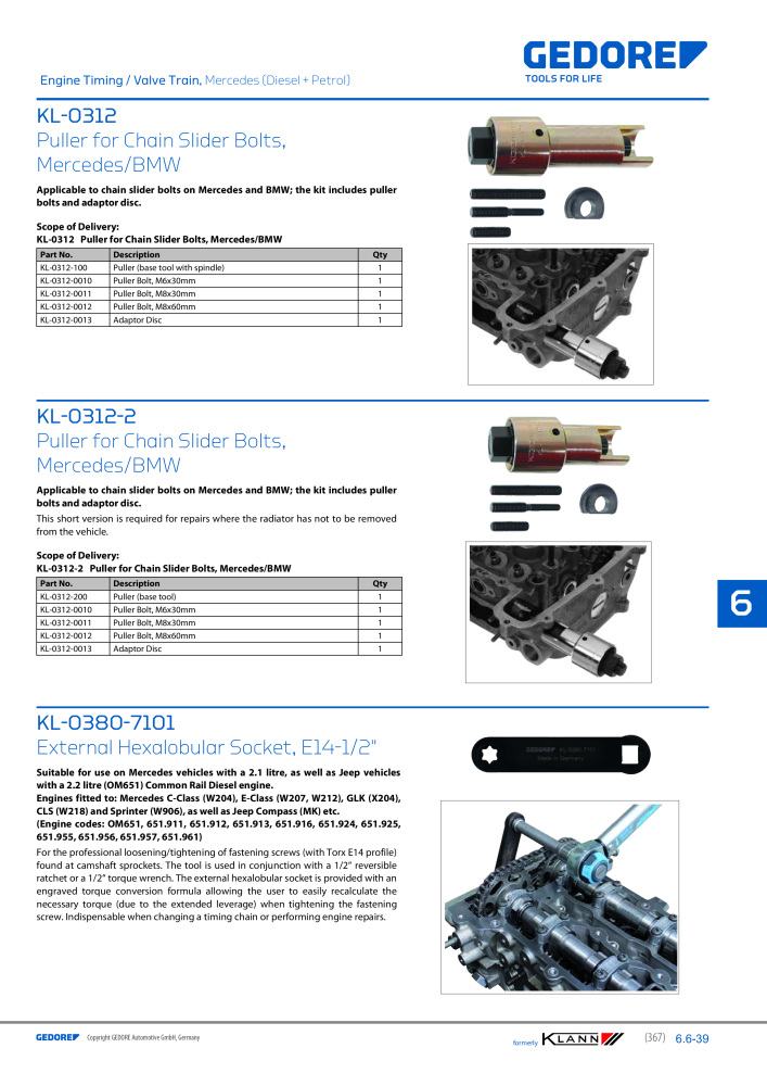 GEDORE Automotive KLANN Main catalog General Repairs Č. 2086 - Strana 367