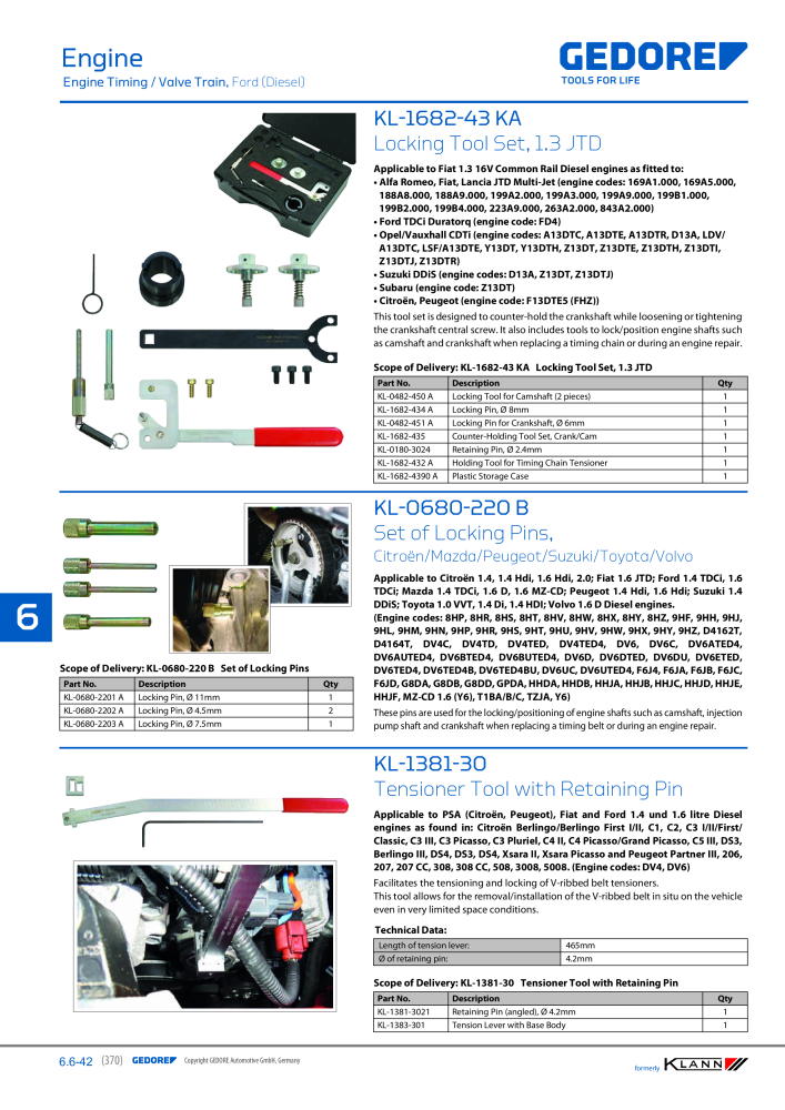 GEDORE Automotive KLANN Main catalog General Repairs Č. 2086 - Strana 370