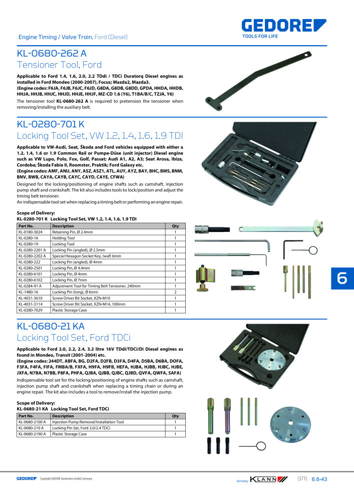 GEDORE Automotive KLANN Main catalog General Repairs NO.: 2086 - Page 371