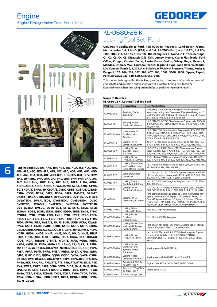 GEDORE Automotive KLANN Main catalog General Repairs Č. 2086 - Strana 374