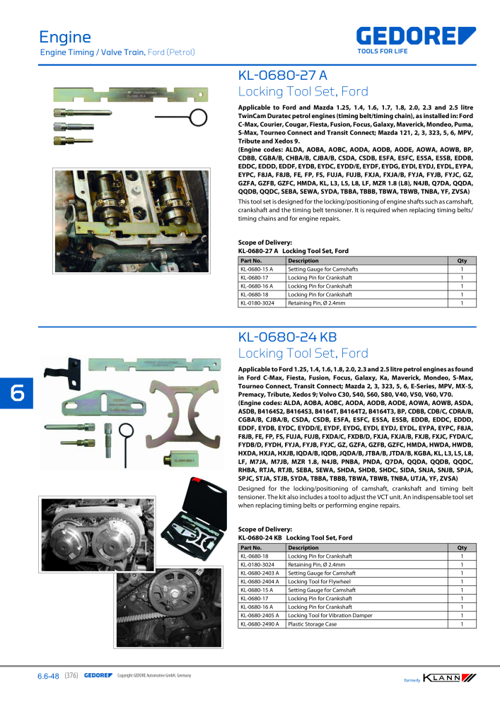 GEDORE Automotive KLANN Main catalog General Repairs Nº: 2086 - Página 376