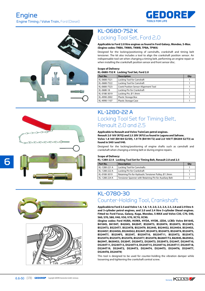 GEDORE Automotive KLANN Main catalog General Repairs NEJ.: 2086 - Sida 378