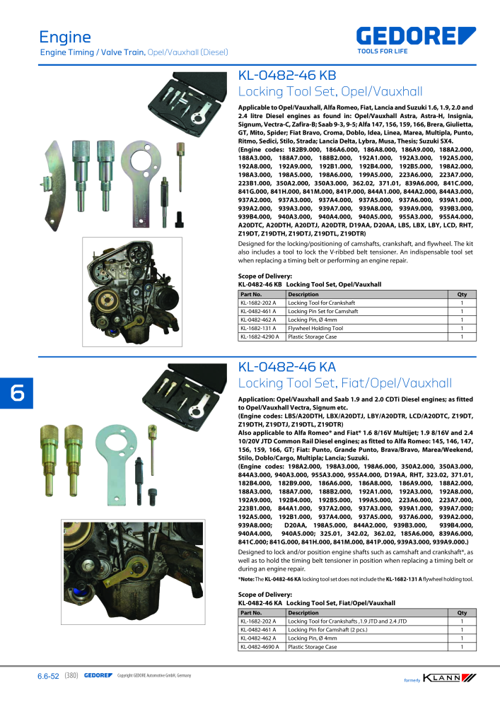 GEDORE Automotive KLANN Main catalog General Repairs Nb. : 2086 - Page 380